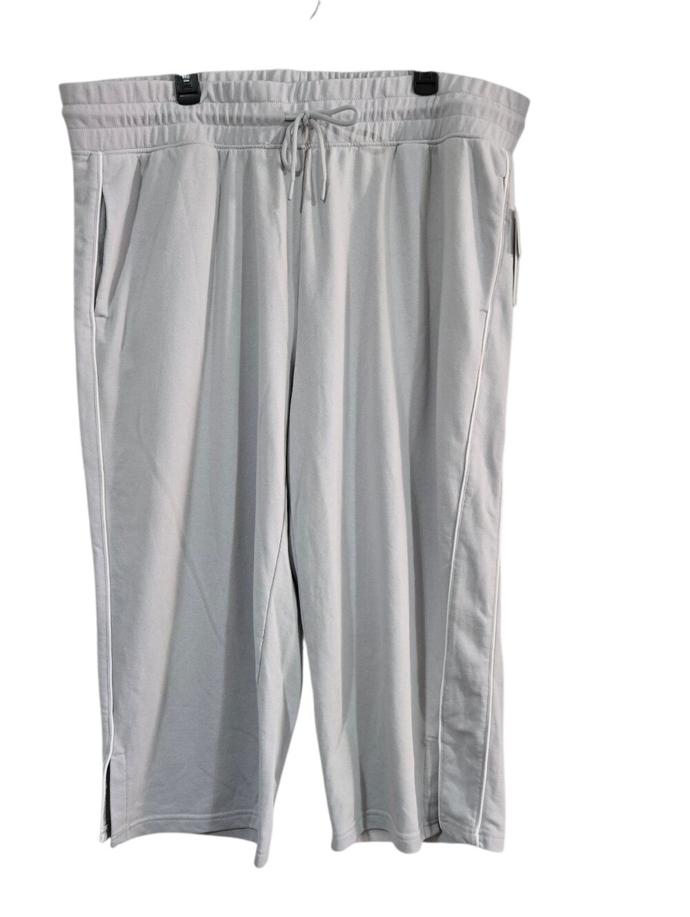 Yogalicious Lux Women's Wide Leg Capri Lounge Pants Light Gray Micro Chip 3X New